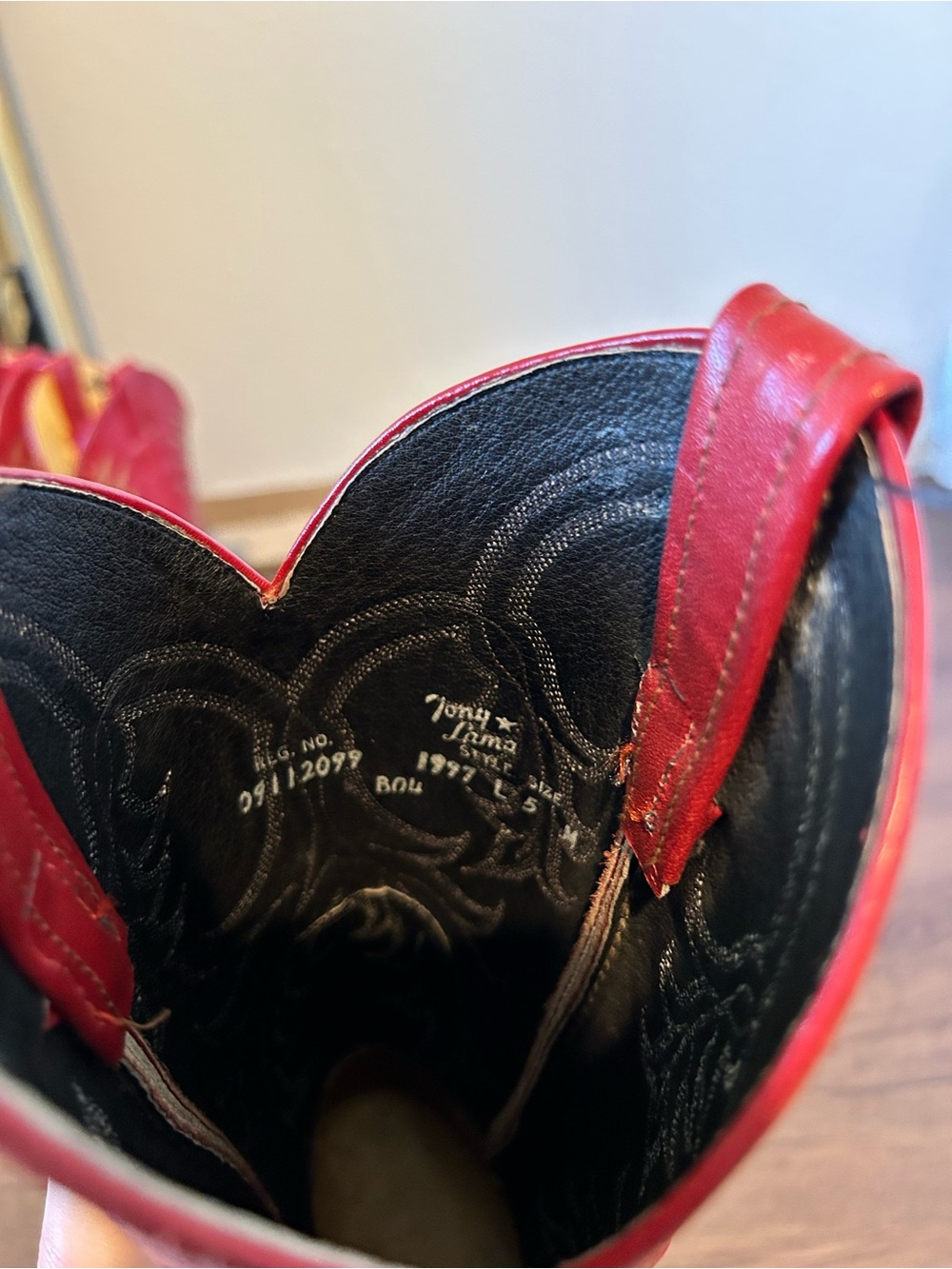 Tony Lama Red Leather Western Cowboy Boots - Picture 6 of 6